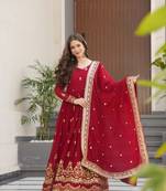Maroon Embroidered Gown with Dupatta