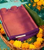 Aqua blue and purple semi silk saree
