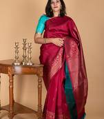 Maroon and green combination silk saree
