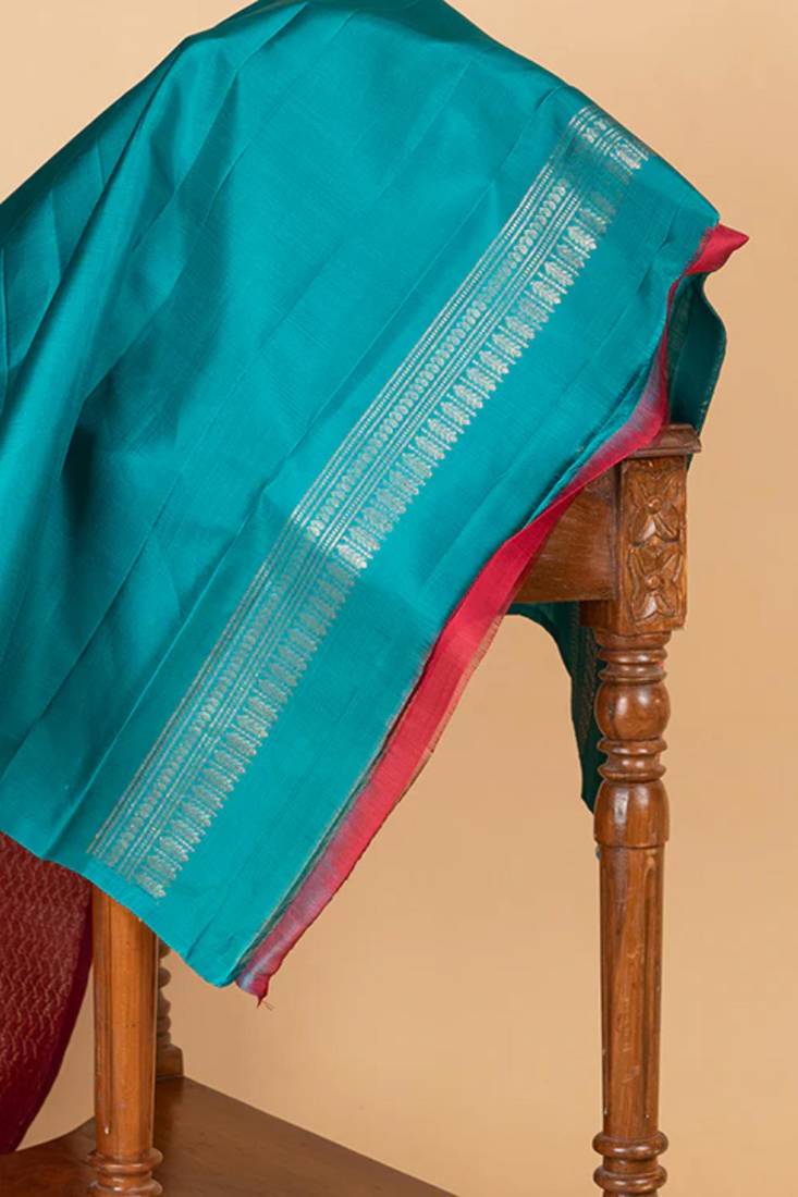 Maroon and green combination silk saree