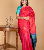 French rose kanjivaram silk saree
