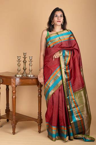 Red traditional kanjivaram silk saree