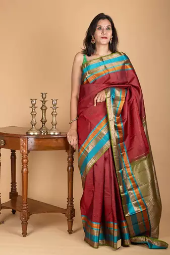Red traditional kanjivaram silk saree