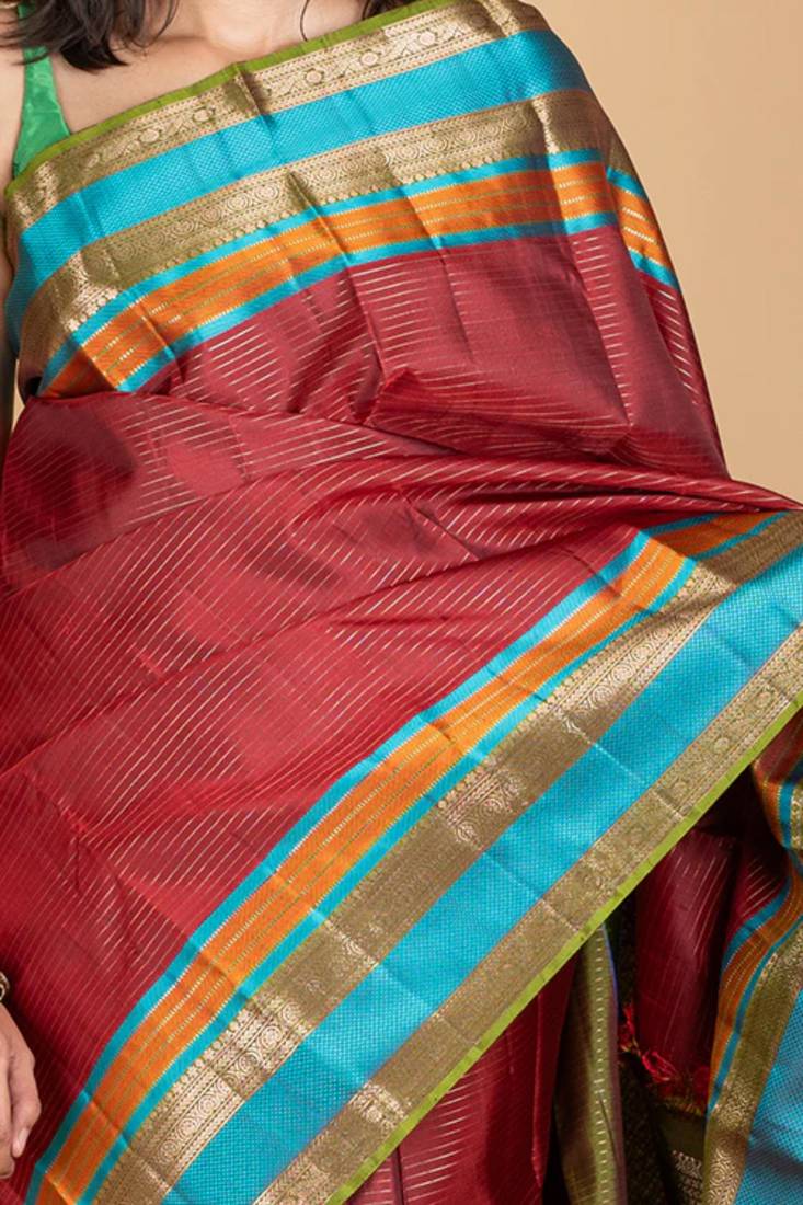 Red traditional kanjivaram silk saree