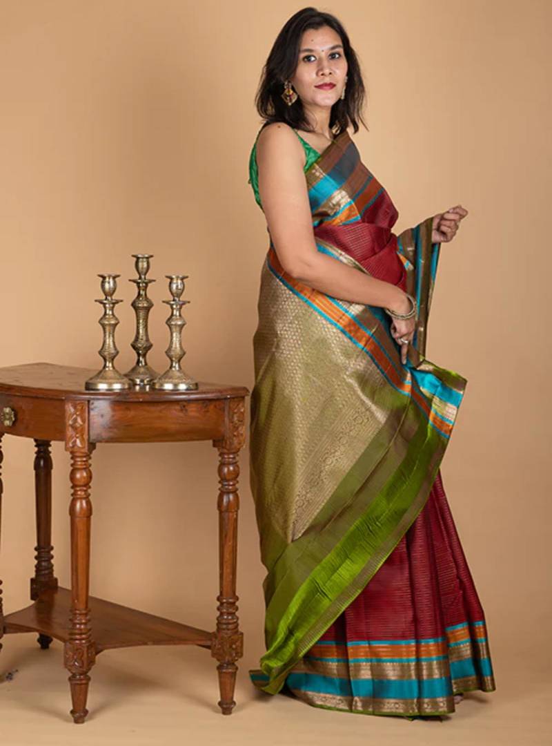 Red traditional kanjivaram silk saree