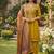 yellow cotton silk thread sequence designer palazzo suit