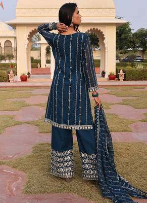 rama georgette thread embroidery chain stitch salwar suit 4