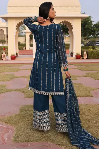 rama georgette thread embroidery chain stitch salwar suit
