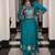 teal blue viscose simmer thread embroidered salwar suit with printed dupatta