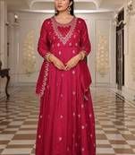 pink soft silk thread & sequin designer kurta sharara set