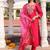 soft pink cotton silk thread & sequin embroidered salwar suit with printed dupatta