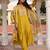 golden yellow cotton silk thread & sequin embroidered salwar suit with floral dupatta