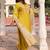 golden yellow cotton silk thread & sequin embroidered salwar suit with floral dupatta
