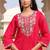 soft pink cotton silk thread & sequin embroidered salwar suit with printed dupatta