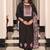 black viscose simmer thread embroidered salwar suit with printed dupatta
