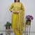 golden yellow cotton silk embroidered salwar suit with floral printed dupatta