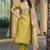 golden yellow cotton silk thread & sequin designer salwar suit with printed dupatta