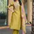 golden yellow cotton silk thread & sequin designer salwar suit with printed dupatta