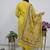 golden yellow cotton silk embroidered salwar suit with floral printed dupatta
