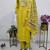 golden yellow cotton silk embroidered salwar suit with floral printed dupatta