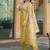 golden yellow cotton silk thread & sequin designer salwar suit with printed dupatta