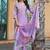 light purple cotton silk thread & sequin embroidered salwar suit with floral dupatta