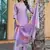 light purple cotton silk thread & sequin embroidered salwar suit with floral dupatta
