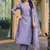lavender art silk embroidered kurta set with dupatta