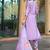 light purple cotton silk thread & sequin embroidered salwar suit with floral dupatta