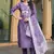 lavender art silk embroidered kurta set