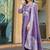 lavender art silk embroidered kurta set