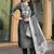 charcoal grey art silk embroidered kurta set