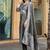 charcoal grey art silk embroidered kurta set