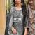 charcoal grey art silk embroidered kurta set