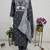 charcoal grey art silk embroidered kurta set