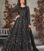 black embroidered anarkali gown with dupatta