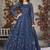 blue embroidered anarkali gown with dupatta