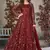 maroon embroidered anarkali gown with dupatta