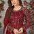 maroon embroidered anarkali gown with dupatta