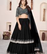 black sequins georgette wedding lehenga choli