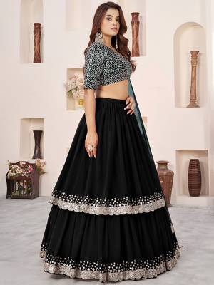black sequins georgette wedding lehenga choli 3