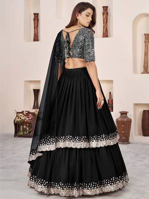 black sequins georgette wedding lehenga choli 6