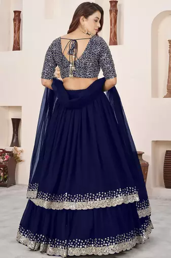 blue sequins georgette function lehenga choli
