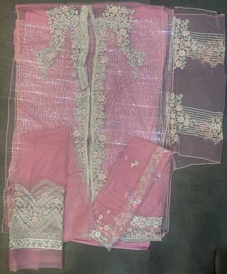 Pink Butterfly Net Mehndi Trendy Salwar Kameez 3