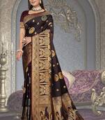 dark maroon satin bridal saree with blouse