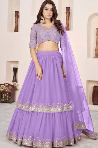 Lavender A-Line Lehenga Choli with Dupatta