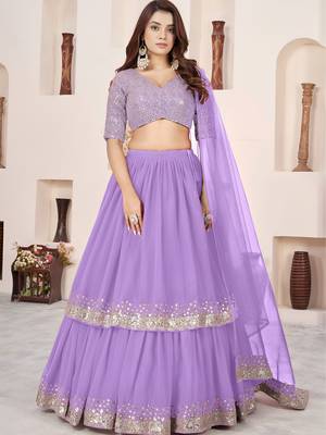lavender a-line lehenga choli with dupatta 1