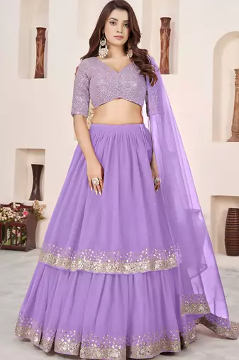 Lavender A-Line Lehenga Choli with Dupatta