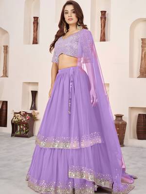 lavender a-line lehenga choli with dupatta 2