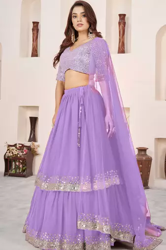 lavender a-line lehenga choli with dupatta